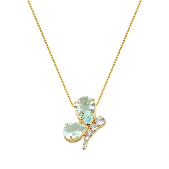 Acqua Blue Butterfly Necklace - Picture 2 of 2